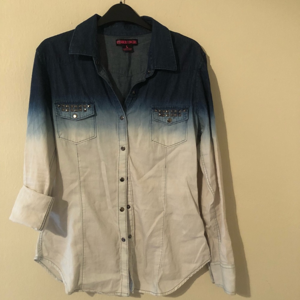 Rock and roll cowgirl snap denim shirt